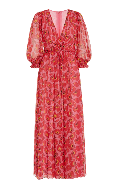 Shop Carolina Herrera Women's Floral Printed Silk Midi Dress