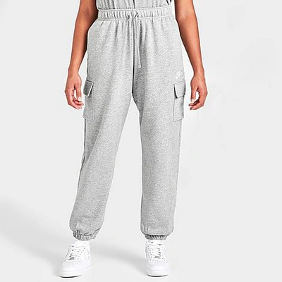 Shop Nike Women's Sportswear Club Fleece Mid-rise Oversized Cargo Sweatpants In Dark Grey Heather/white