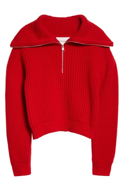 Shop Frame Half Zip Rib Knit Sweater In Garnet