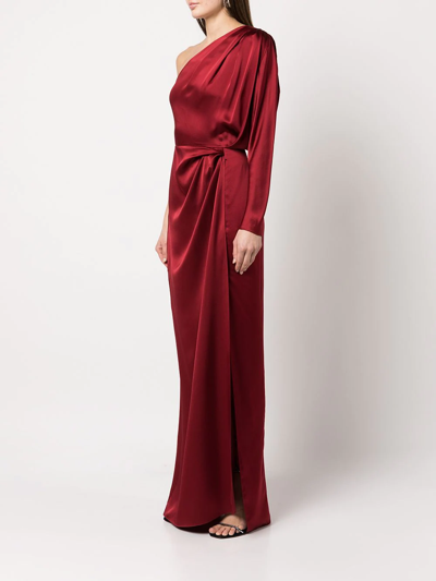 Shop Michelle Mason Twist-detail Silk Gown In Red