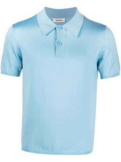 Shop Sandro Slim-cut Polo Shirt In Blue