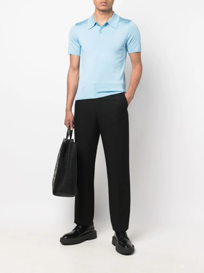Shop Sandro Slim-cut Polo Shirt In Blue