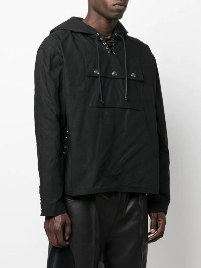 Shop Youths In Balaclava Lace-up Hoodie In Black