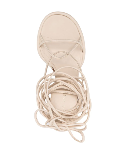 Shop Ilio Smeraldo Tie-fastening Strap 90mm Sandals In Neutrals
