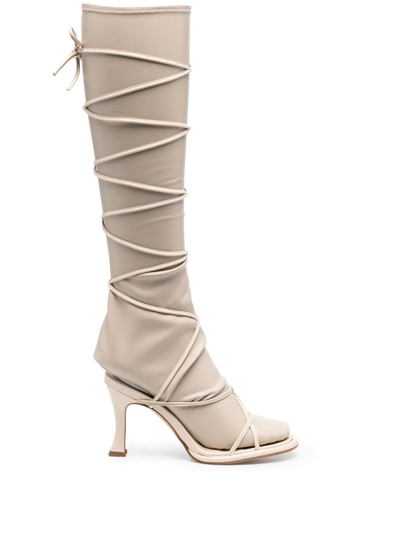Shop Ilio Smeraldo Tie-fastening Strap 90mm Sandals In Neutrals