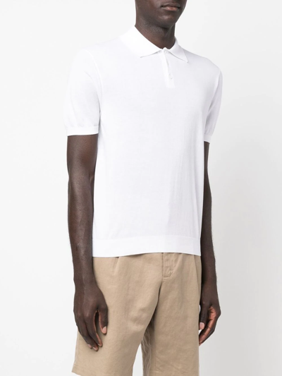 Shop Malo Fine-knit Cotton Polo Shirt In White