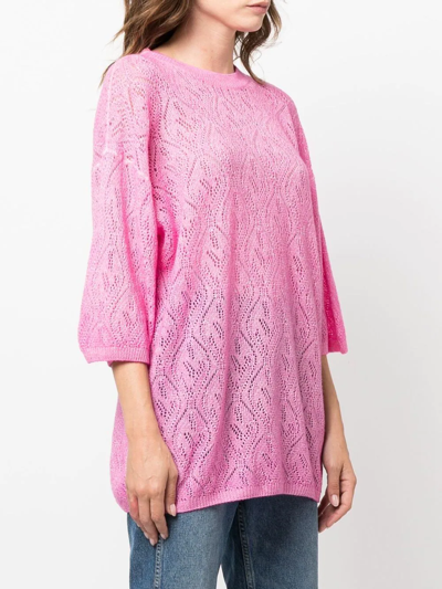 Shop Malo Pointelle-knit Jumper In Pink