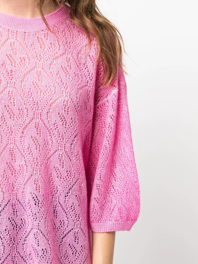 Shop Malo Pointelle-knit Jumper In Pink