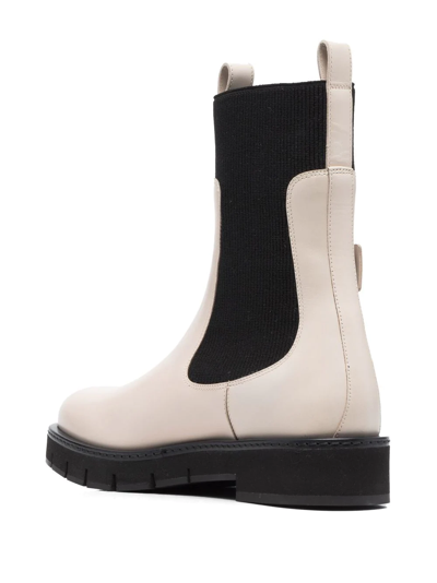 Shop Ferragamo Two-tone Leather Boots In Neutrals