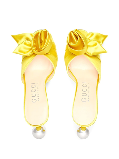 Shop Gucci Rose Open-toe Sandals In Yellow
