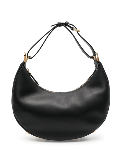 Shop Fendi Graphy Leather Shoulder Bag In Black