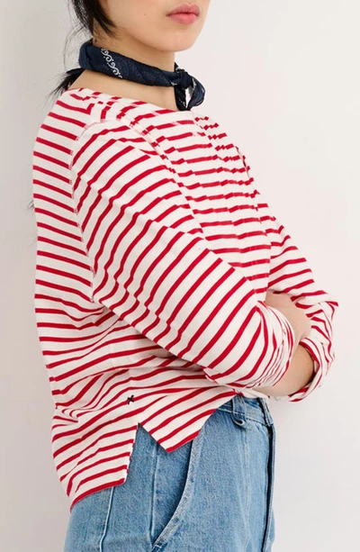 Shop Alex Mill Beachside Stripe Cotton Top In White/ Red