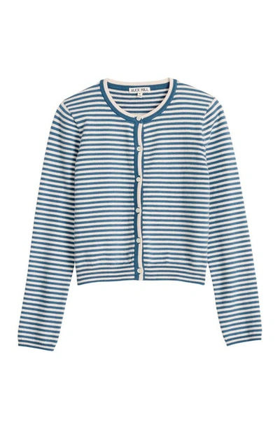 Shop Alex Mill Albertina Stripe Cotton Cardigan In French Blue/ White