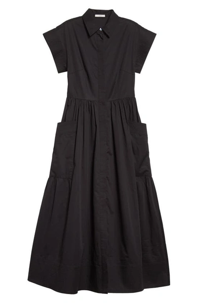 Shop Co Cap Sleeve Tton Poplin Midi Dress In 001 Black
