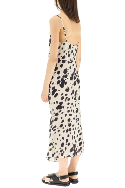 Shop Marni Pop Dots-printed Silk Long Dress In White,black