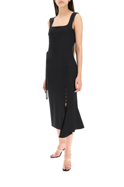 Shop Sportmax 'uggioso' Pinstriped-wool Dress In Black