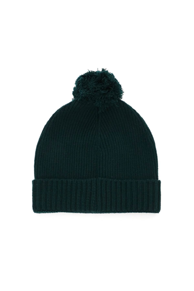 Shop Valentino Bobble Hat With Logo Embroidery In Green