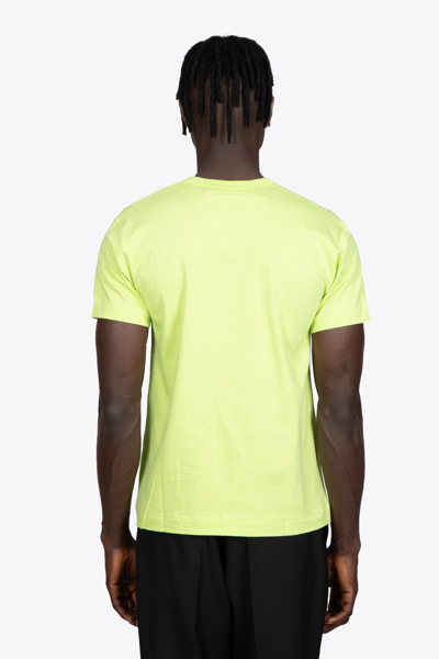 Shop Comme Des Garçons Play Mens T-shirt Acid Green Cotton T-shirt With Big Heart Patch In Verde