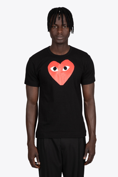 Heart Print T-shirt In Black