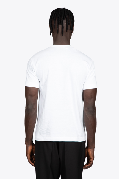 Shop Comme Des Garçons Play Men S T-shirt Knit White Cotton T-shirt With Big Black Heart Patch In Bianco