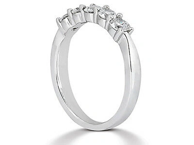 Pre-owned Jewelwesell 5stone 2.50ct Diamond Wedding Band Ring 18k White Gold Round Brilliant Cut I Si2
