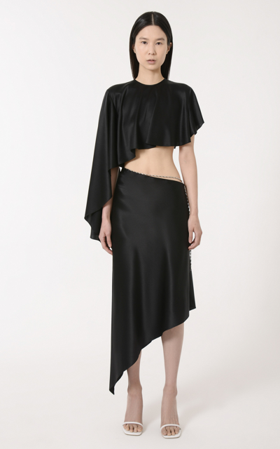 Shop Materiel Chain-detailed Asymmetric Midi Dress In Black