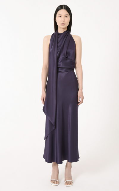 Shop Materiel Scarf-detailed Maxi Dress In Purple