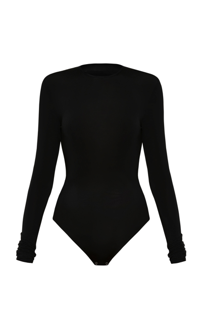 Shop Materiel Oval Cut Bodysuit In Black