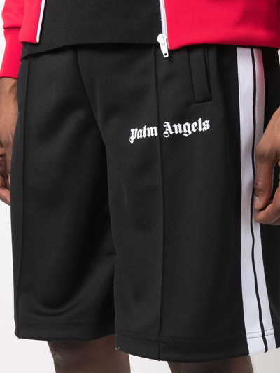 Shop Palm Angels -classic Side-stripe Track Shorts In Black