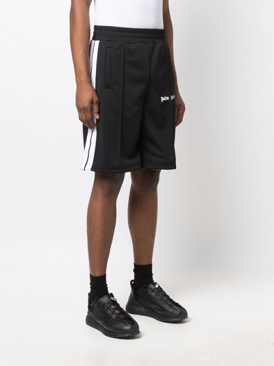 Shop Palm Angels -classic Side-stripe Track Shorts In Black