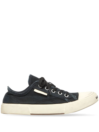 Balenciaga Paris Canvas Low-top Sneakers In Black