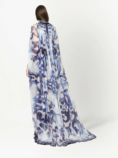 Dolce & Gabbana Majolica-print Silk Lightweight Coat In Blue