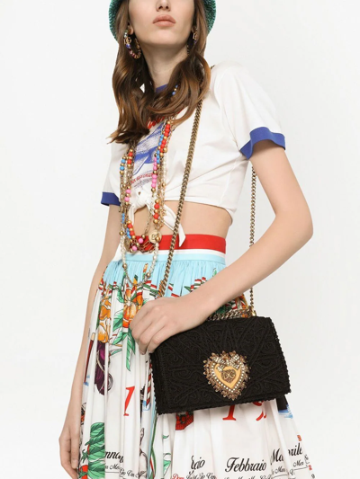Dolce & Gabbana Devotion Medium Lace Chain Shoulder Bag In Black