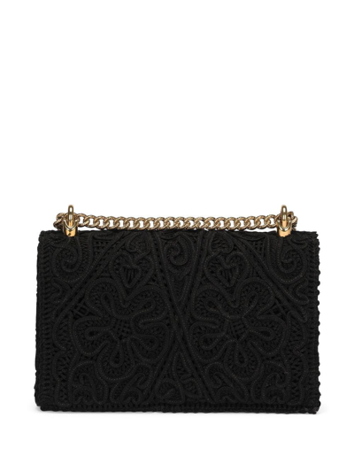 Dolce & Gabbana Devotion Medium Lace Chain Shoulder Bag In Black