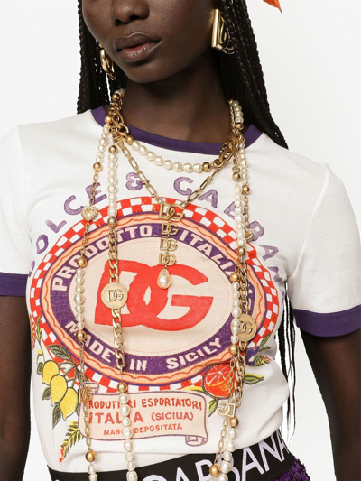 Dolce & Gabbana Logo-plaque Chain-link Detail Necklace In Gold
