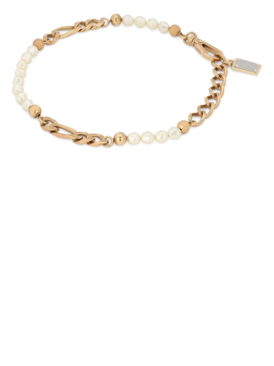 Dolce & Gabbana Logo-plaque Chain-link Detail Necklace In Gold