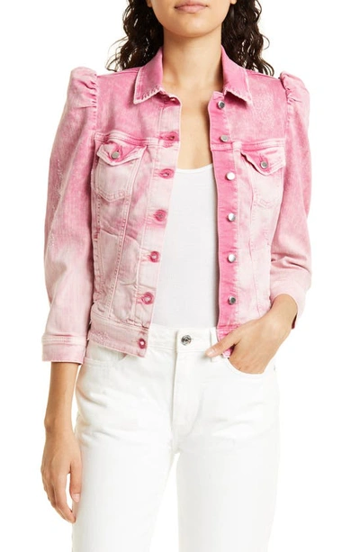 Shop Retroféte Ada Denim Jacket In Pink Sorbet