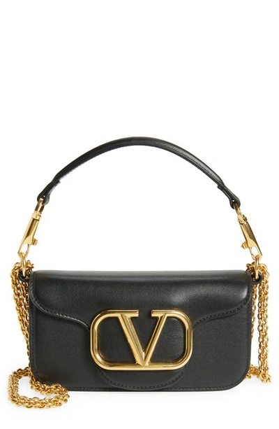 Shop Valentino Small Locò Leather Shoulder Bag In Nero