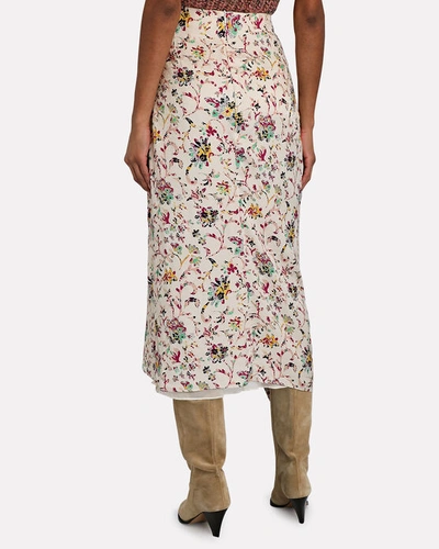 Shop Isabel Marant Étoile Berthe Draped Floral Jacquard Midi Skirt In Multi