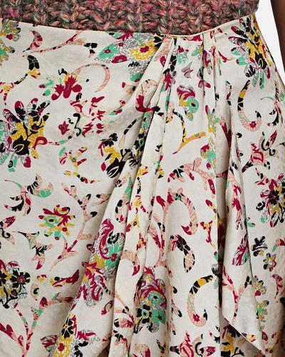 Shop Isabel Marant Étoile Berthe Draped Floral Jacquard Midi Skirt In Multi