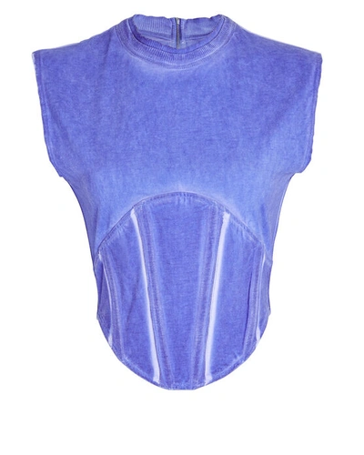 Shop Dion Lee Corset Cotton Tank Top In Blue-med