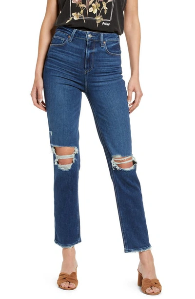 Shop Paige Stella Ripped High Waist Straight Leg Jeans In Soleil Destructed