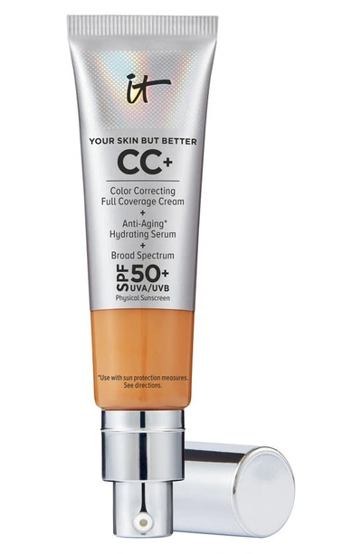 It Cosmetics Mini Cc+ Cream Full Coverage Color Correcting Foundation With Spf 50+ Tan 0.4 oz/ 12 ml In Tan