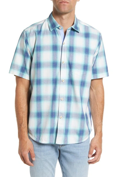 Tommy Bahama Orlando Ombré Plaid Short Sleeve Button-up Silk Shirt In ...