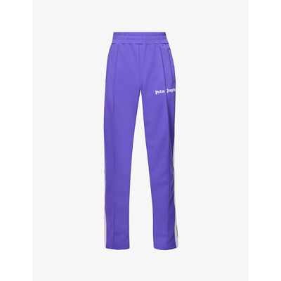 Shop Palm Angels Men's Purple White Classic Logo-print Jersey Jogging Bottoms