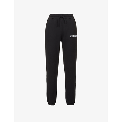 Shop Fiorucci Angels Tapered High-rise Cotton-jersey Jogging Bottoms In Black