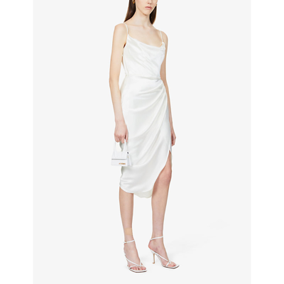 House Of Cb Reva Corset Satin Midi Dress In Ivory