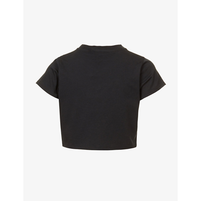 Shop Fiorucci Angels Cropped Cotton-jersey T-shirt In Black
