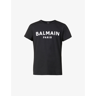 Shop Balmain Men's Noir Blanc Bal Flock T-shirt