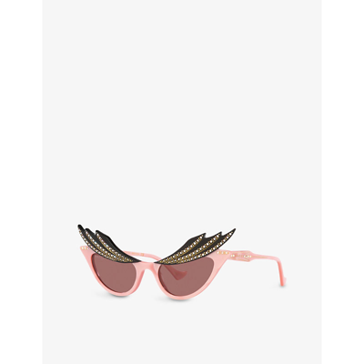 Shop Gucci Womens Pink Gg1094s Hollywood Forever 003 Sunglasses